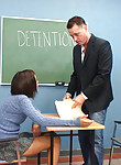 Cute petite brunette schoolgirl gets fingered adn fucked in class